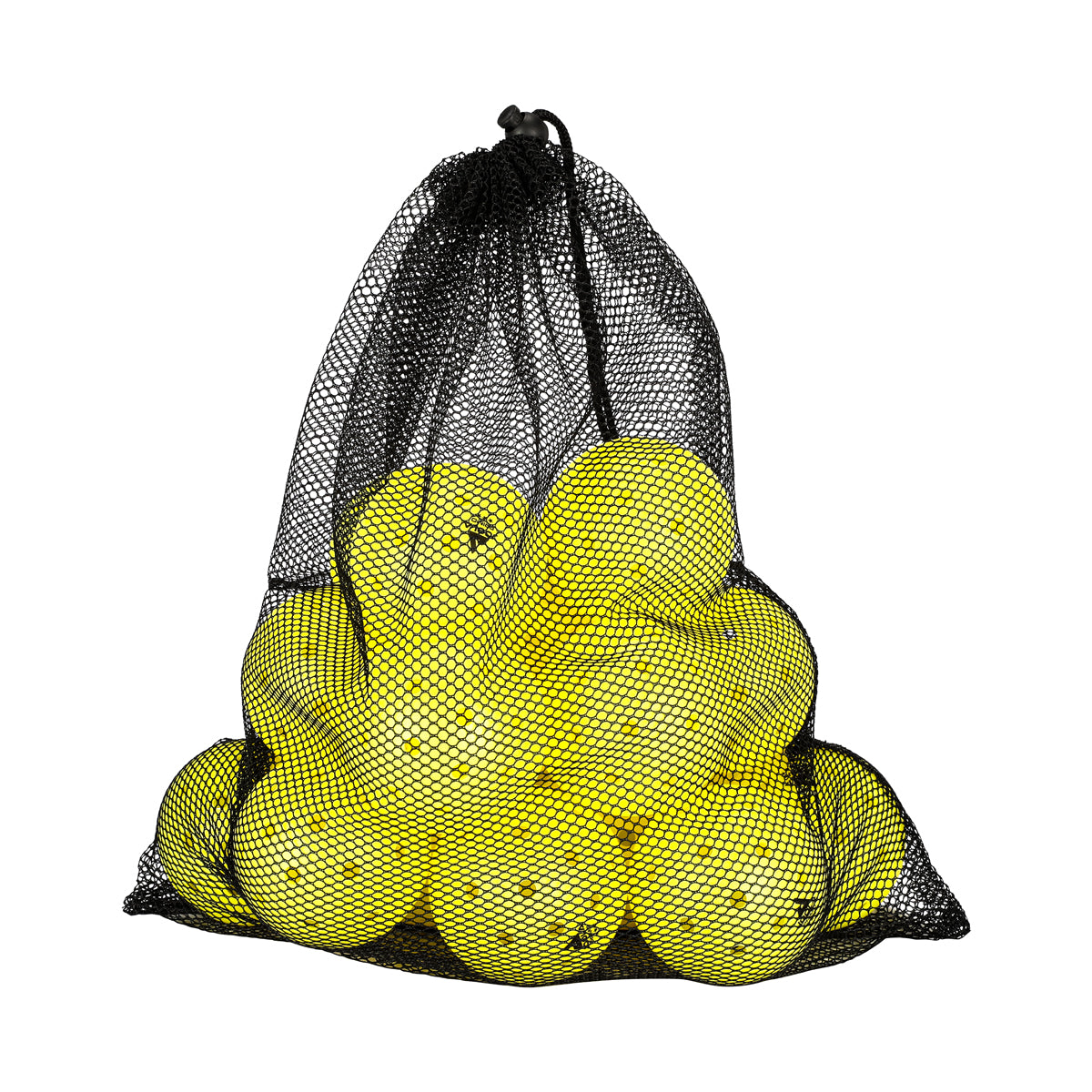 White background product image of 20 JOOLA primo balls in a black mesh bag.