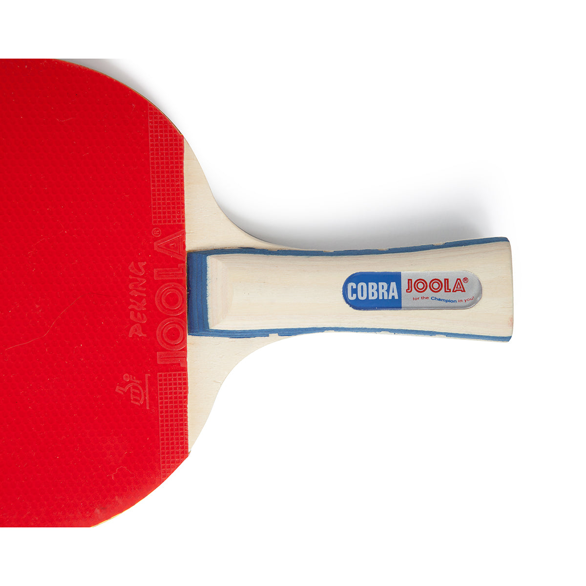 White Background Image: Product Image of the handle on the JOOLA Cobra Table Tennis Racket.