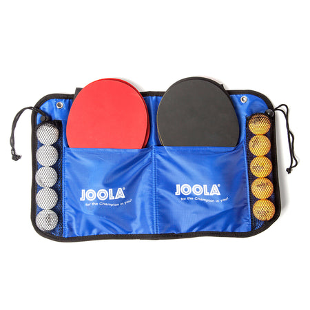 White Background Image: JOOLA Table Tennis racket and ball holder.