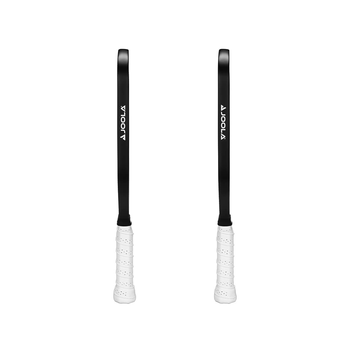 White background image: Angled view of two JOOLA Ben Johns Hyperion CAS 16 mm Pickleball Paddles. #hyperion