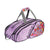 White Background Image: BRITTO x JOOLA Tour Elite Pickleball bag. Lavender color, with unique BRITTO heart design with black BRITTO x JOOLA logo and grey carrying straps.