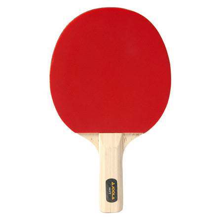 White Background Image: Front of the JOOLA Hit Racket showing red rubber and JOOLA logo lens on handle