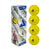 White background Image: Packaging for a four pack of JOOLA Primo pickleball balls. 