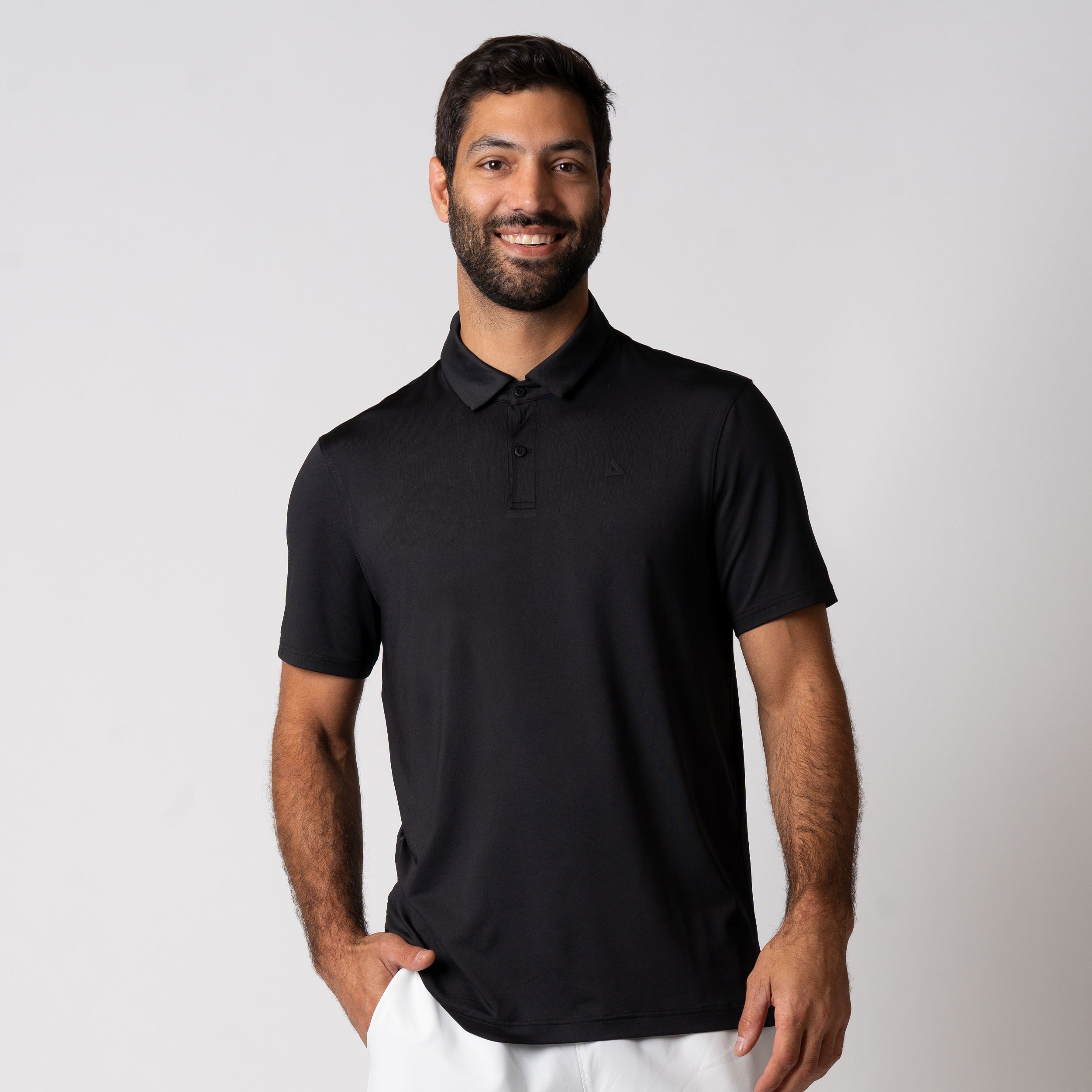 Male model wearing a JOOLA Men's Club Polo, Black.