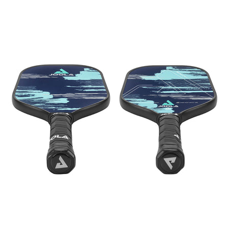 Product photo showing the front and back of the JOOLA Seneca CDS 16 Pickleball Paddle from an upward angle