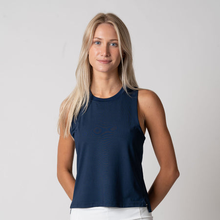 Image of a female model wearing the JOOLA Women's Court Tank, Navy.