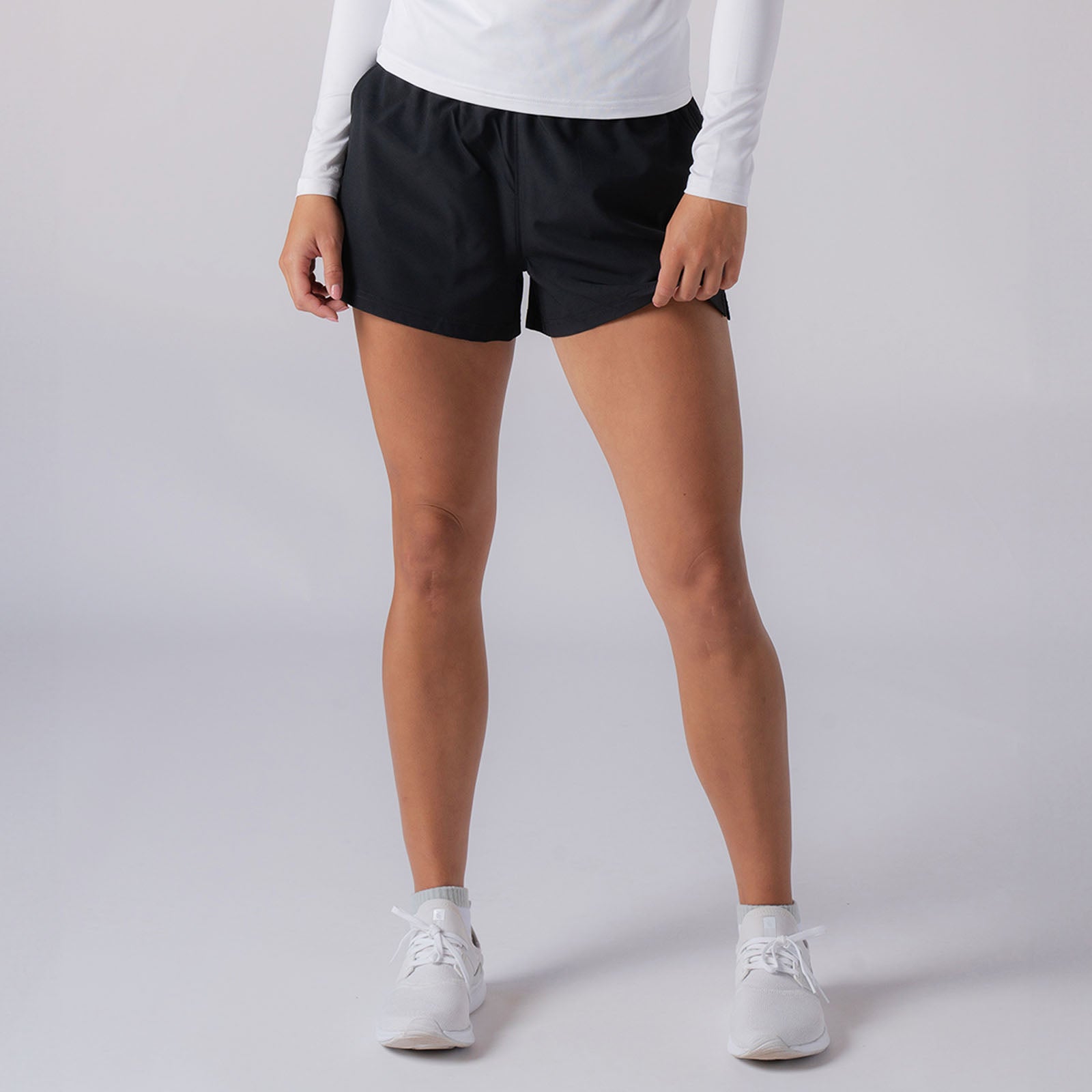 Image of a female model wearing a pair of JOOLA Women's Woven Shorts, Black.