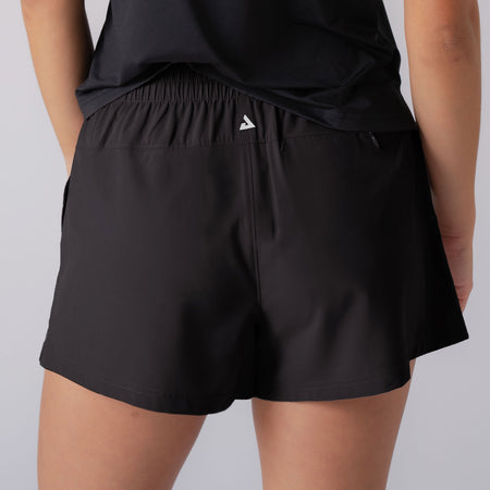 Image showing the back of a pair of JOOLA Women's Woven Shorts, Black.